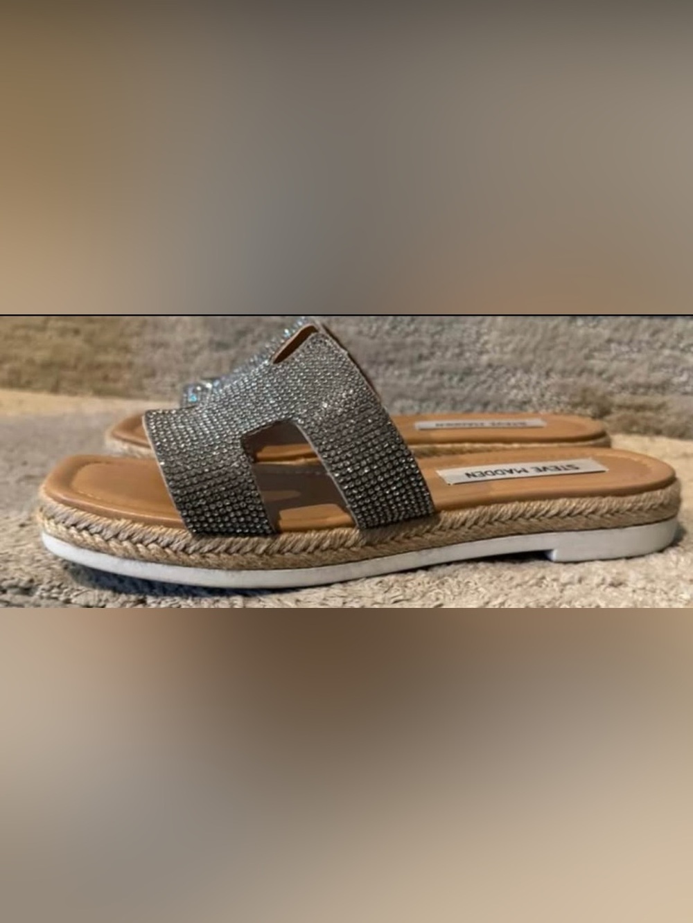 Steve Madden Silver Embellished Slide Sandals
